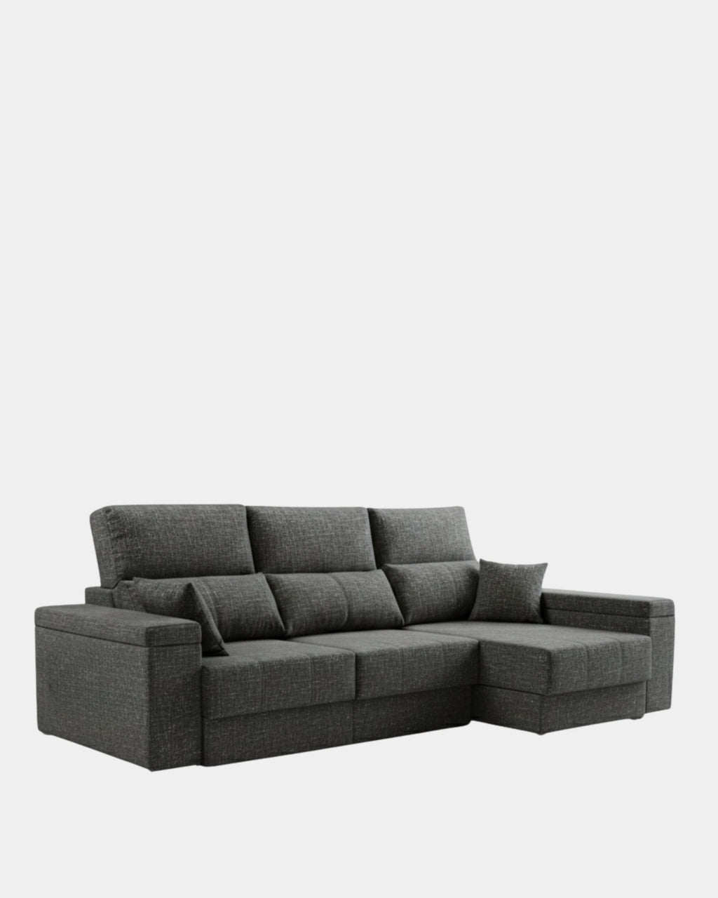 Sofá chaiselongue gris 3 plazas con asientos extensibles