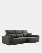Sofá chaiselongue gris 3 plazas con asientos extensibles