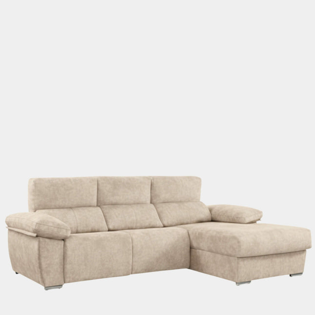 Sofá chaiselongue crudo 3 plazas con asientos motorizados