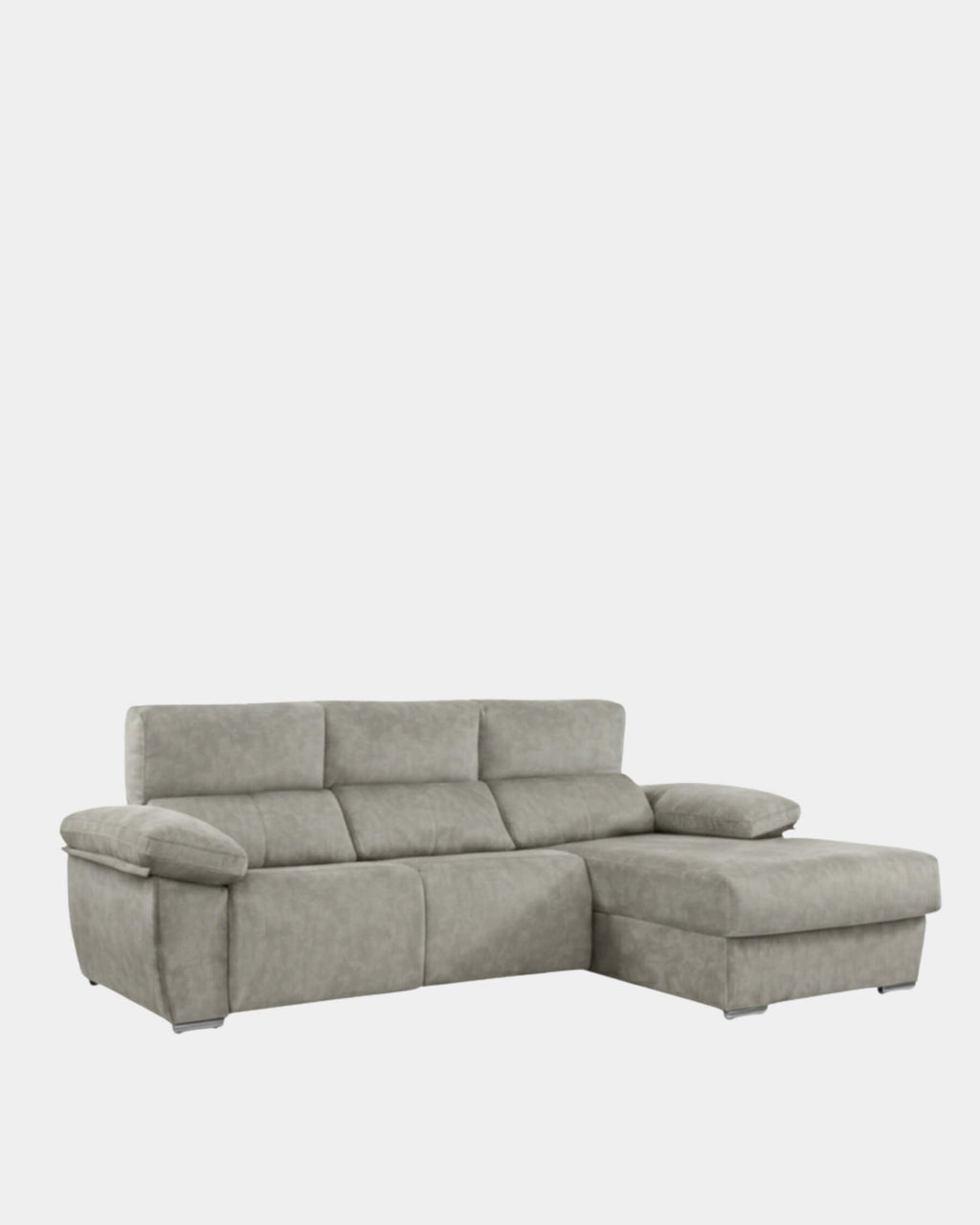 Sofá chaise longue cinzento com assentos reclináveis ​​motorizados