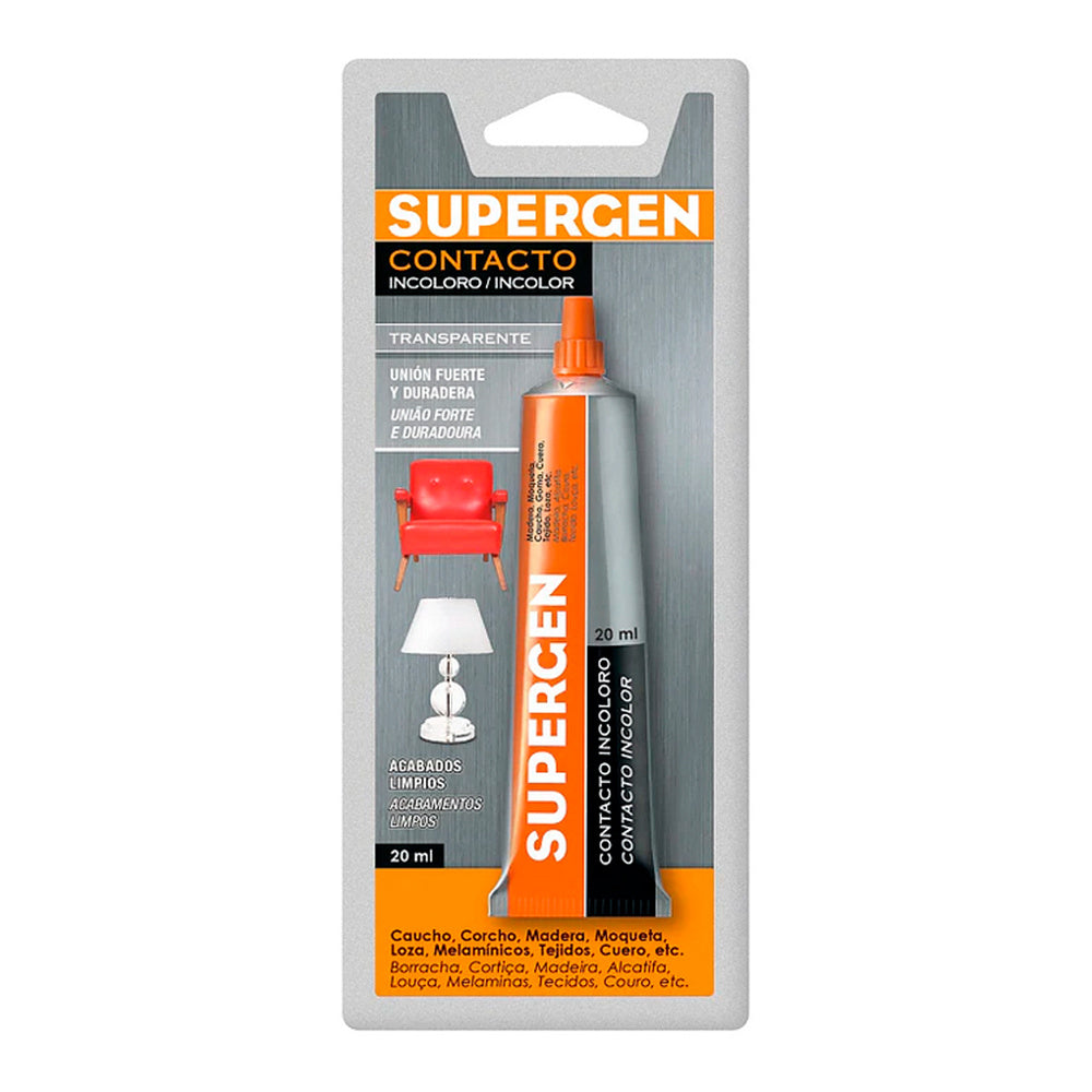 Pegamento supergen incoloro   20 ml.