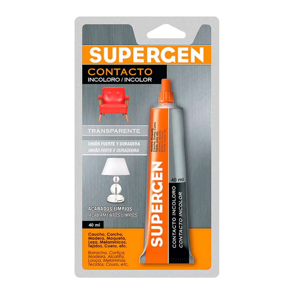 Pegamento supergen incoloro   40 ml.
