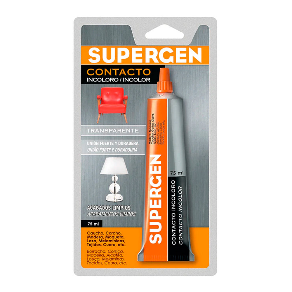 Pegamento supergen incoloro   75 ml.