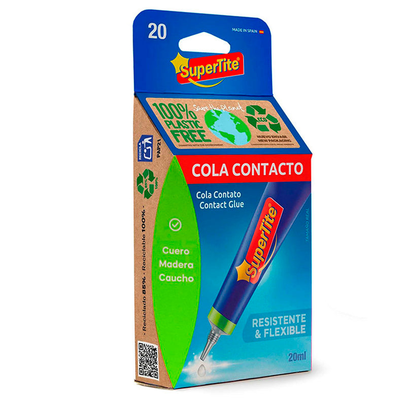 Pegamento supertite contacto 20 CC. cola contacto, pegamento cuero, madera caucho. resistente y flexible
