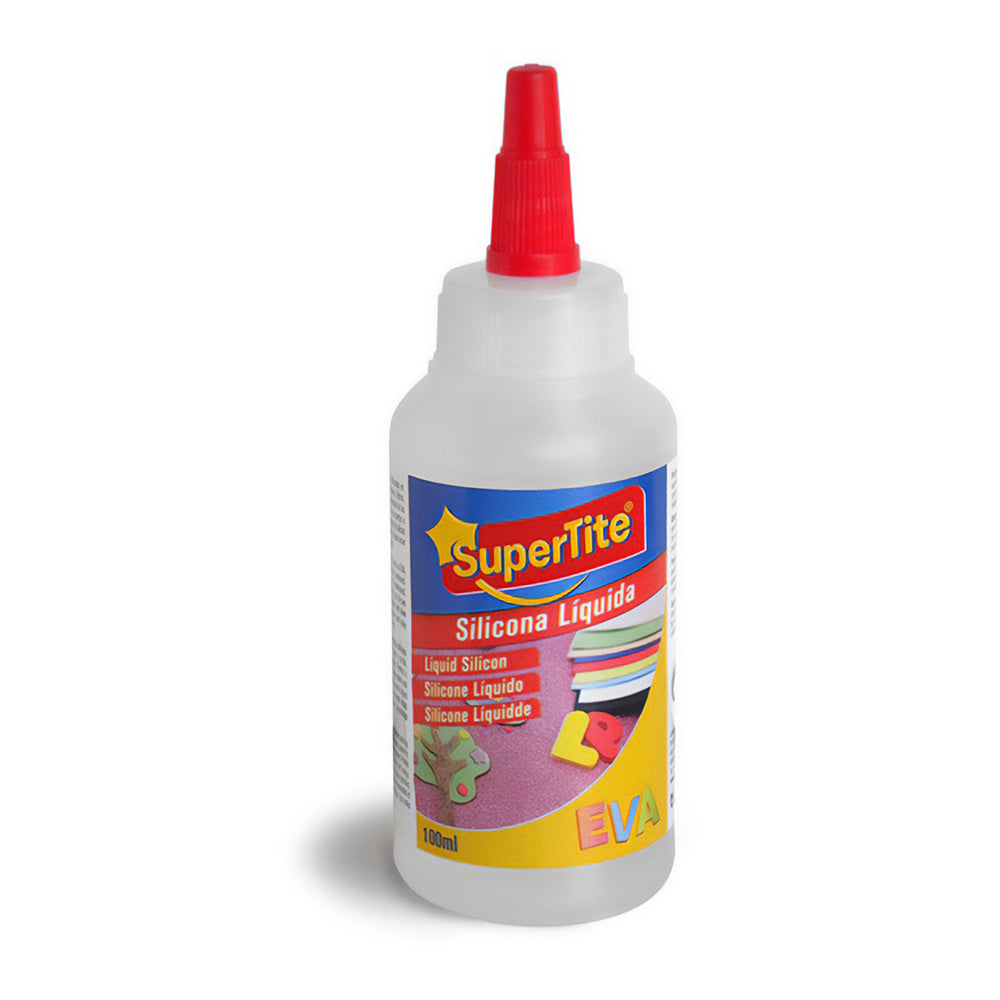 Liquid silicone 100 ml bottle. School/office use. Non-toxic with applicator and cap