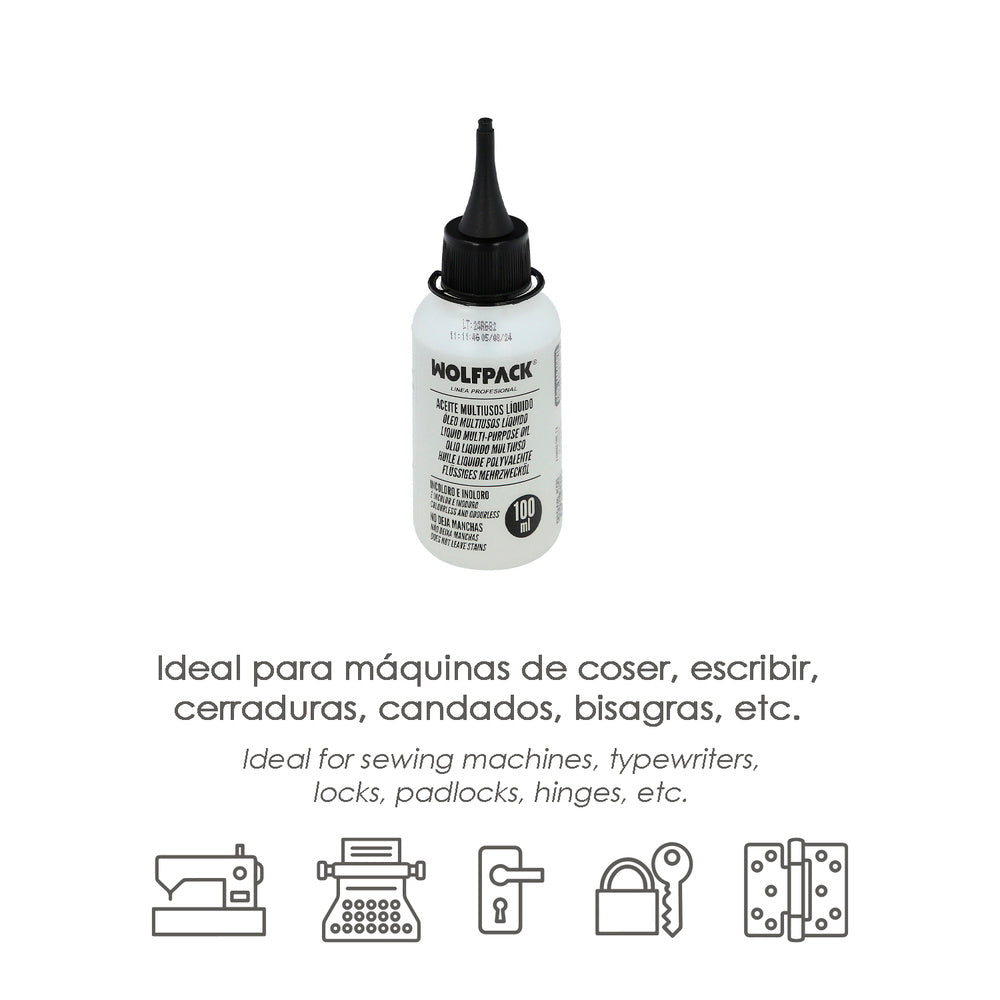 Óleo lubrificante multiusos líquido 100 ml. Óleo de correntes, óleo de dobradiças, óleo de máquinas de costura, óleo de fechaduras