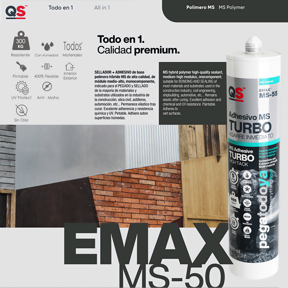 Adhesivo emax ms-55 agarre instantáneo turbo blanco 290 ml.