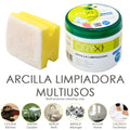 Argila de limpeza multiusos frasco 500 gramas.