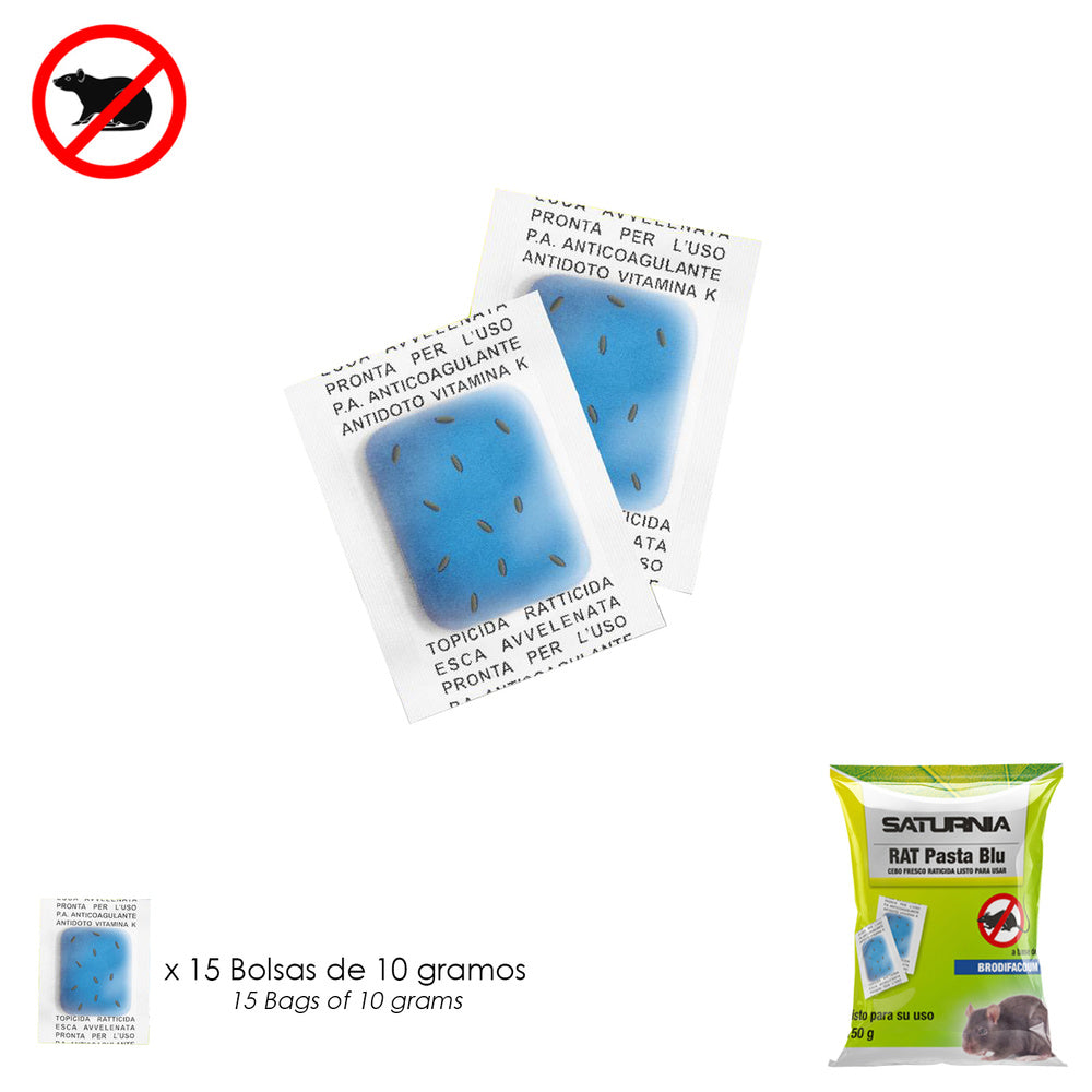Fresh bait for rodents, 150 g bag, individual doses, 15 sachets x 10 g, rat pasta blue