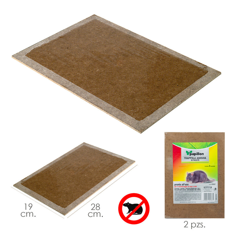 Trampa ratones adhesiva 19x28 cm. 2 unidades