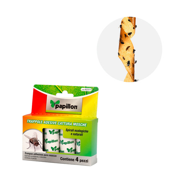 Trampa para moscas (4 unidades) atrapamoscas, tiras atrapamoscas, tiras atrapadoras de moscas, tiras pegamento moscas / insectos