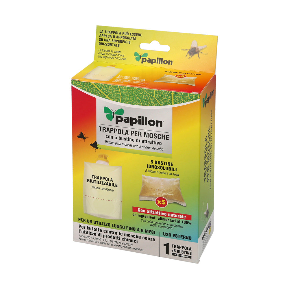 Armadilha de moscas reutilizável para exterior (5 unidades).