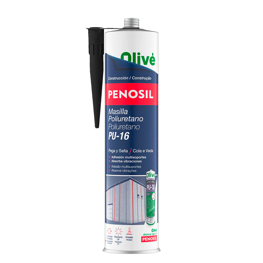 Masilla poliuretano negra cartucho 300 ml. sellador poliuretano, sellador cemento, ladrillo, cerámica, metales