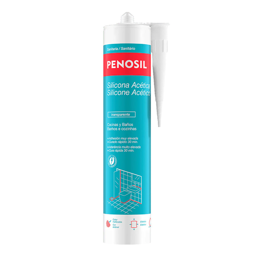 Silicona ácida transparente cocina y baño 280 ml.