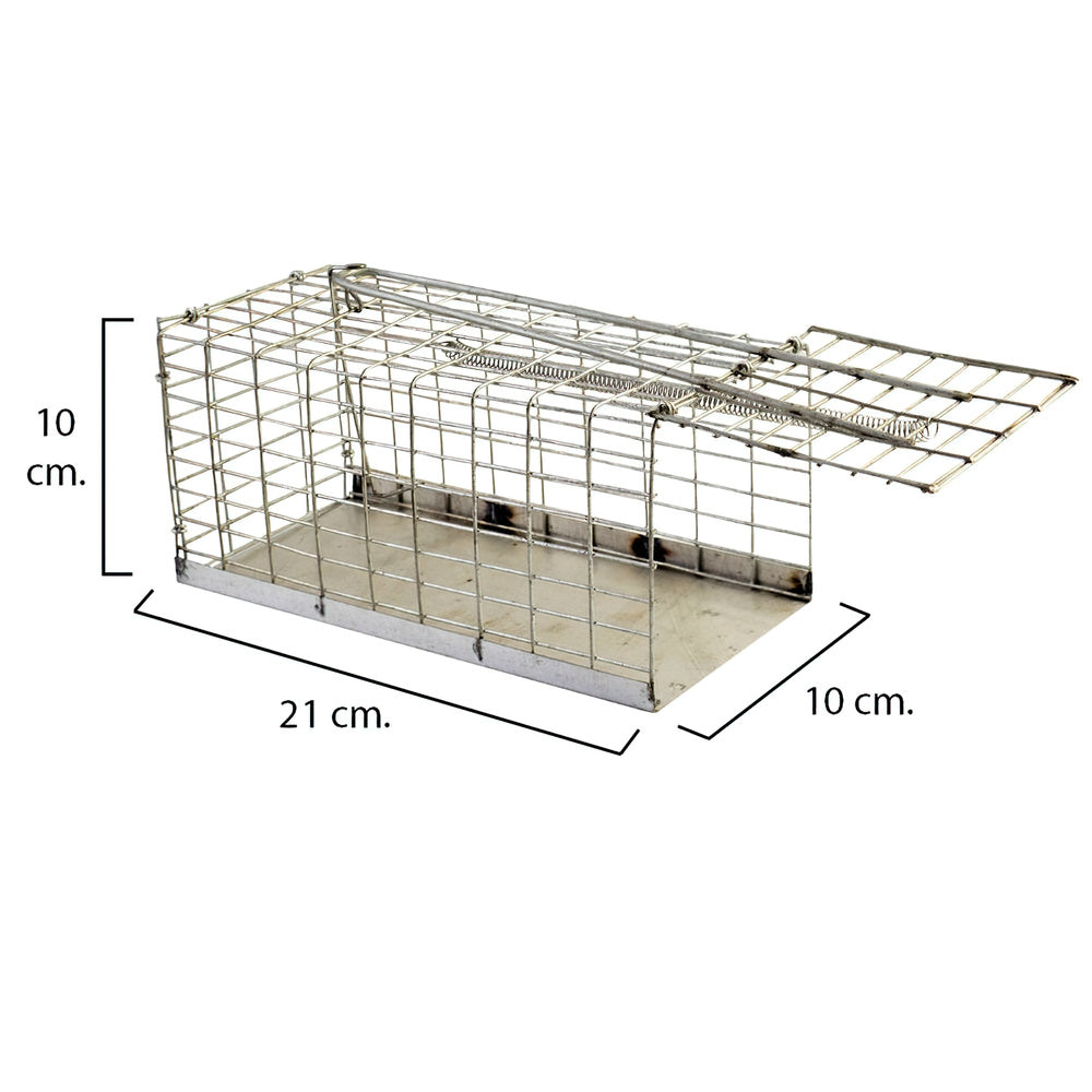 Complete metal cage rat trap 21x10x10 cm