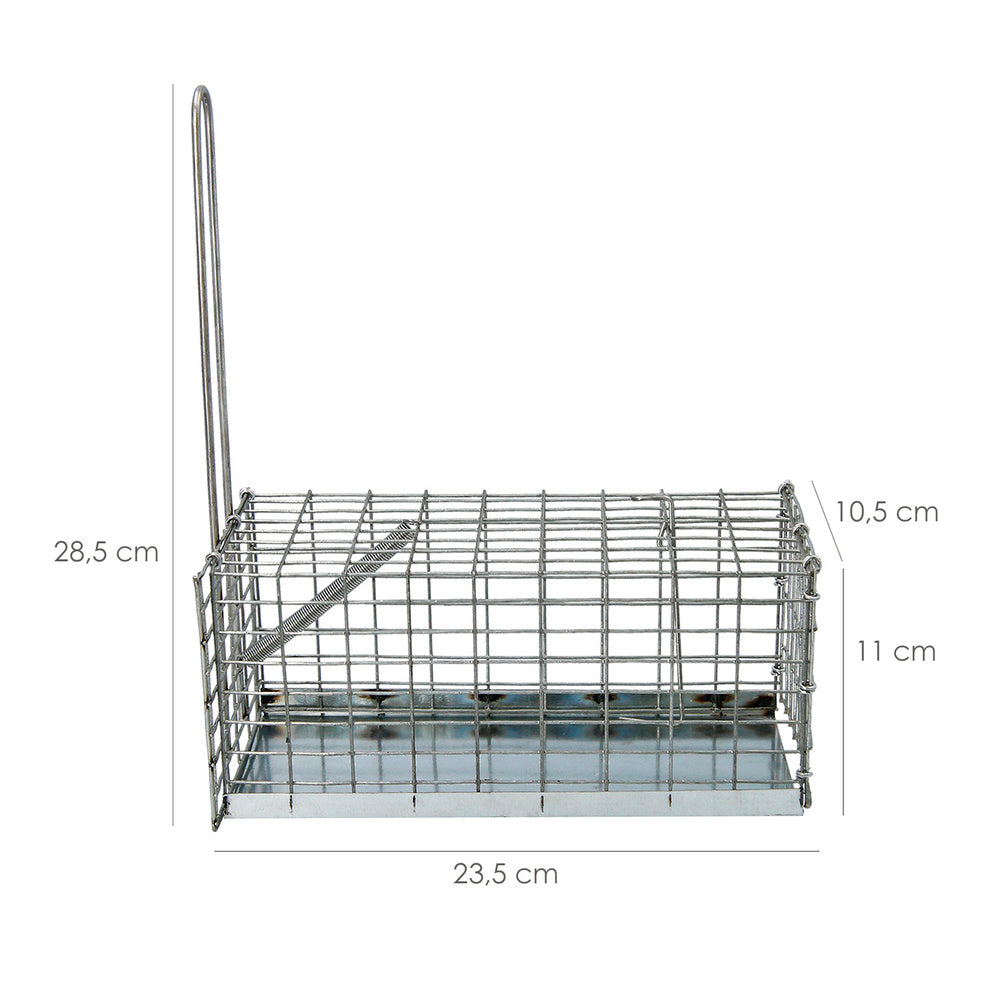 Trampa ratas jaula metal completa 21x10x10 cm