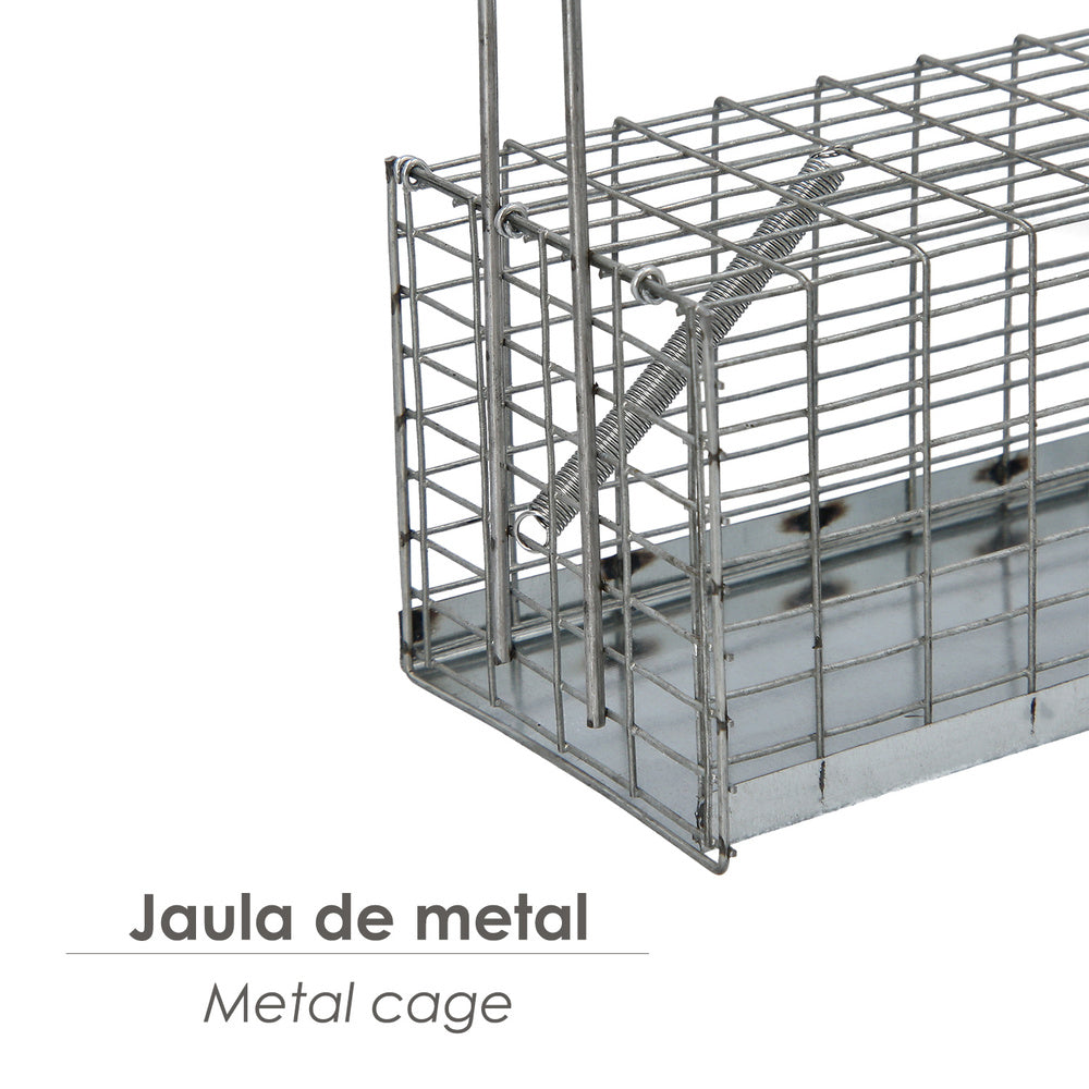 Trampa ratas jaula metal completa 21x10x10 cm