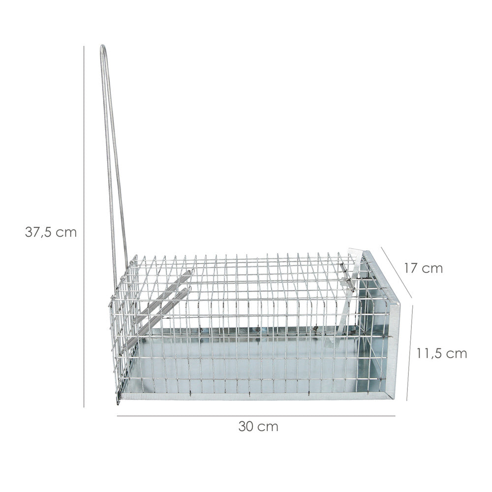 Trampa ratas jaula metal completa 30 x 17 x 11 cm.
