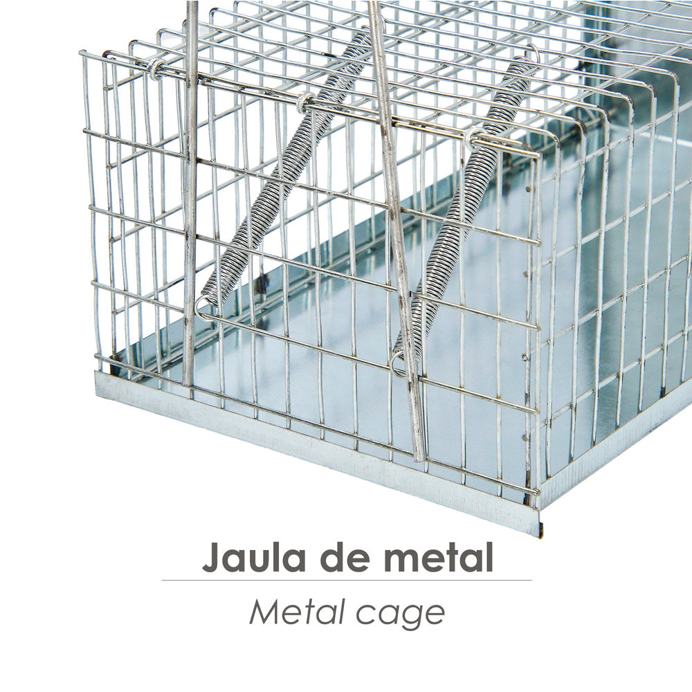 Trampa ratas jaula metal completa 30 x 17 x 11 cm.