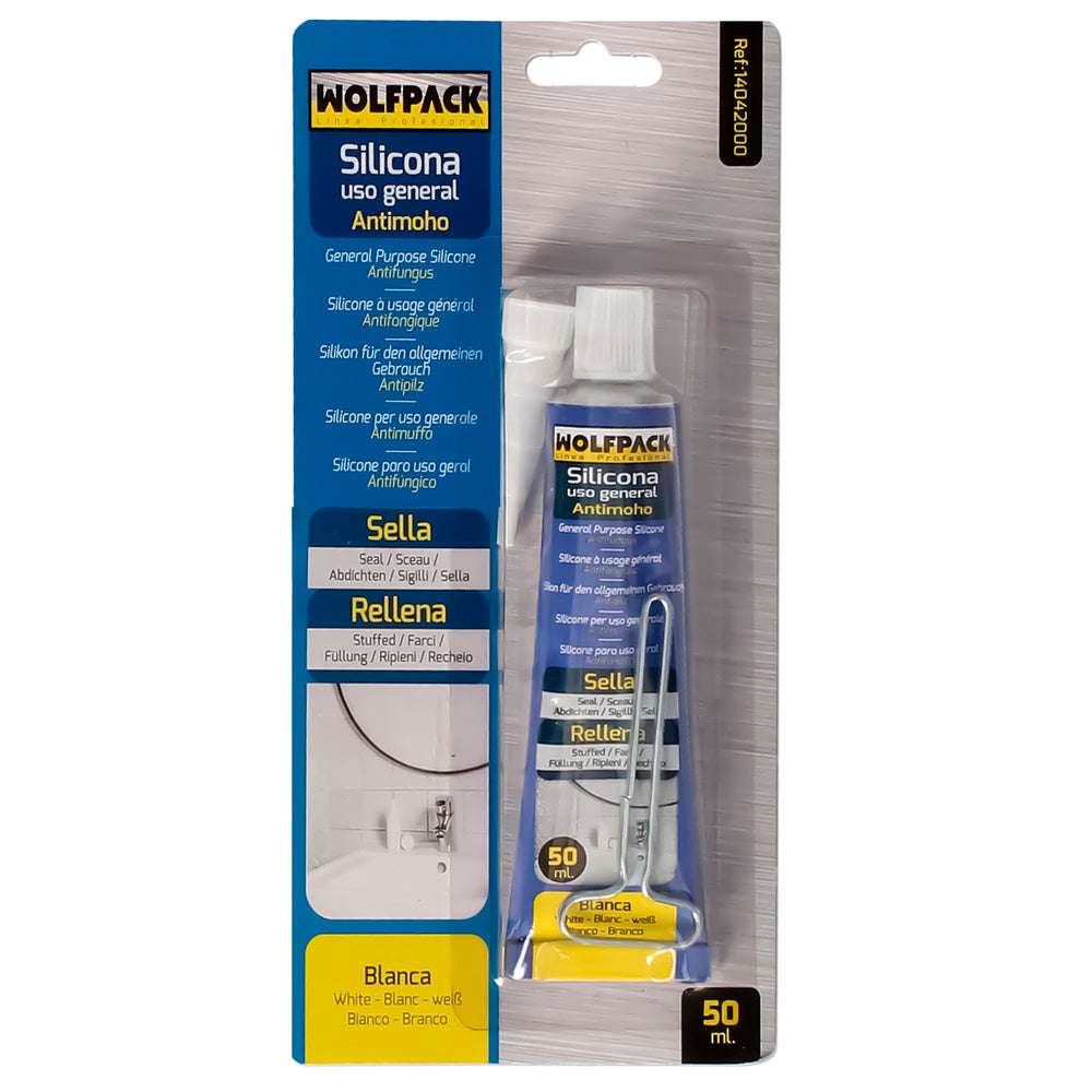 Silicona acida antimoho tubo 50 cc. Blanca