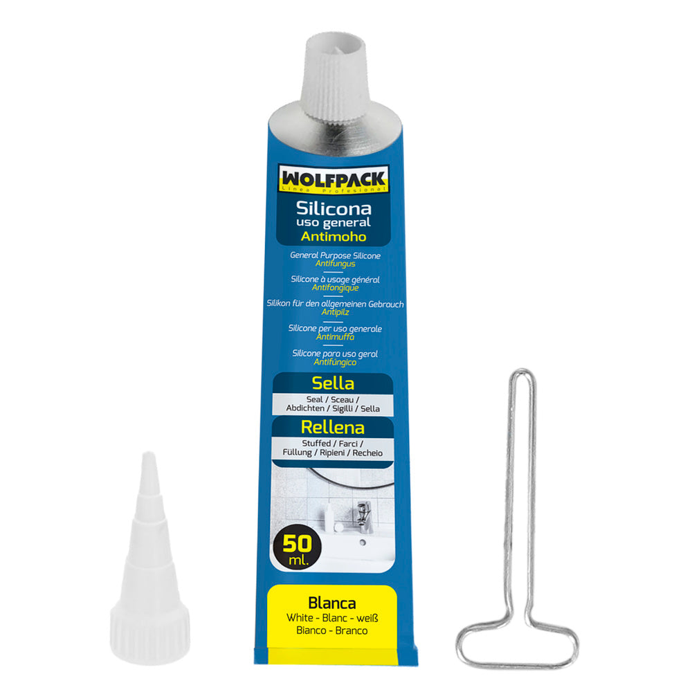 Silicona acida antimoho tubo 50 cc. Blanca
