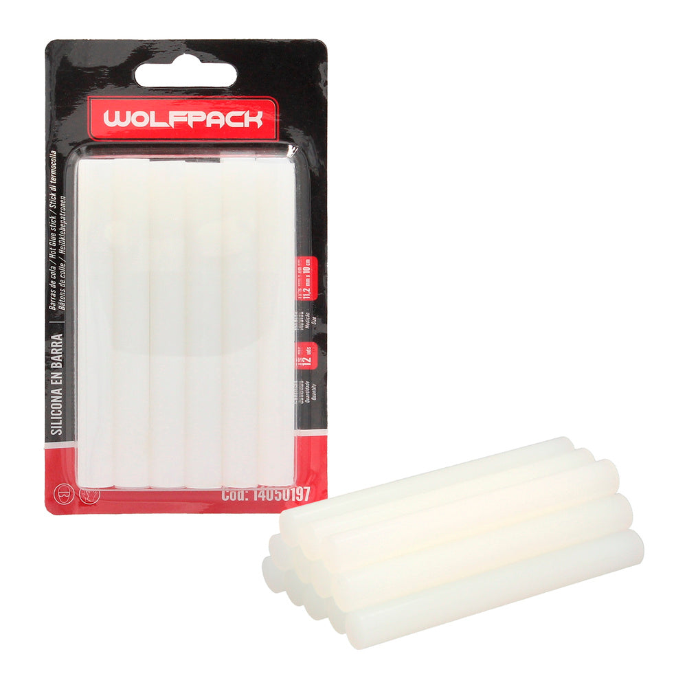 Hot glue sticks ø 11.2 mm blister pack of 12. Silicone sticks, hot melt glue gun, silicone glue gun