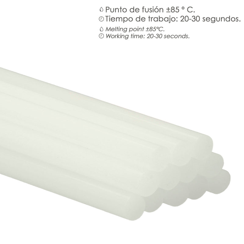 Barras de pegamento caliente ø 11,2 mm. bolsa de 1 kg. barras silicona, pegamento pistola termofusible, silicona pistola