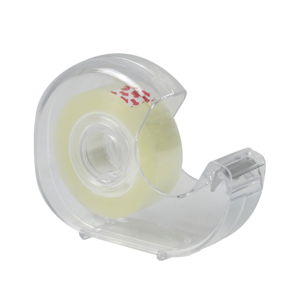 Clear adhesive tape 18 mm x 33 m with dispenser.