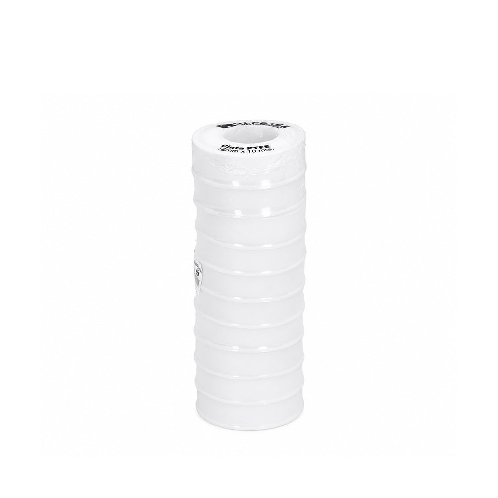 Cinta ptfe wolfpack  12 mm x 10 m. (paquete 10 rollos)