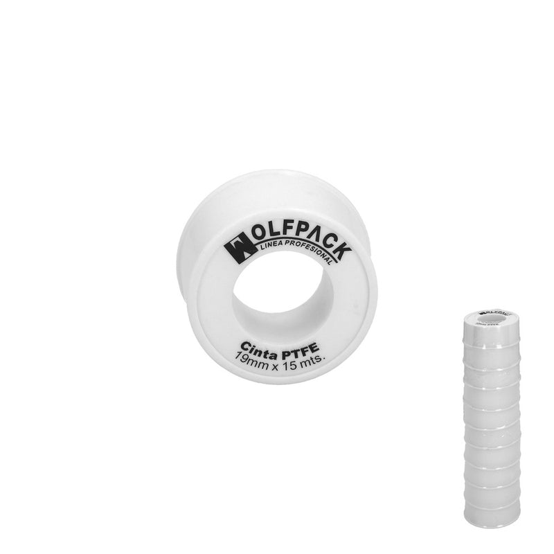 Cinta PTFE wolfpack  19 mm. x 15 m. (paquete de 10 rollos)