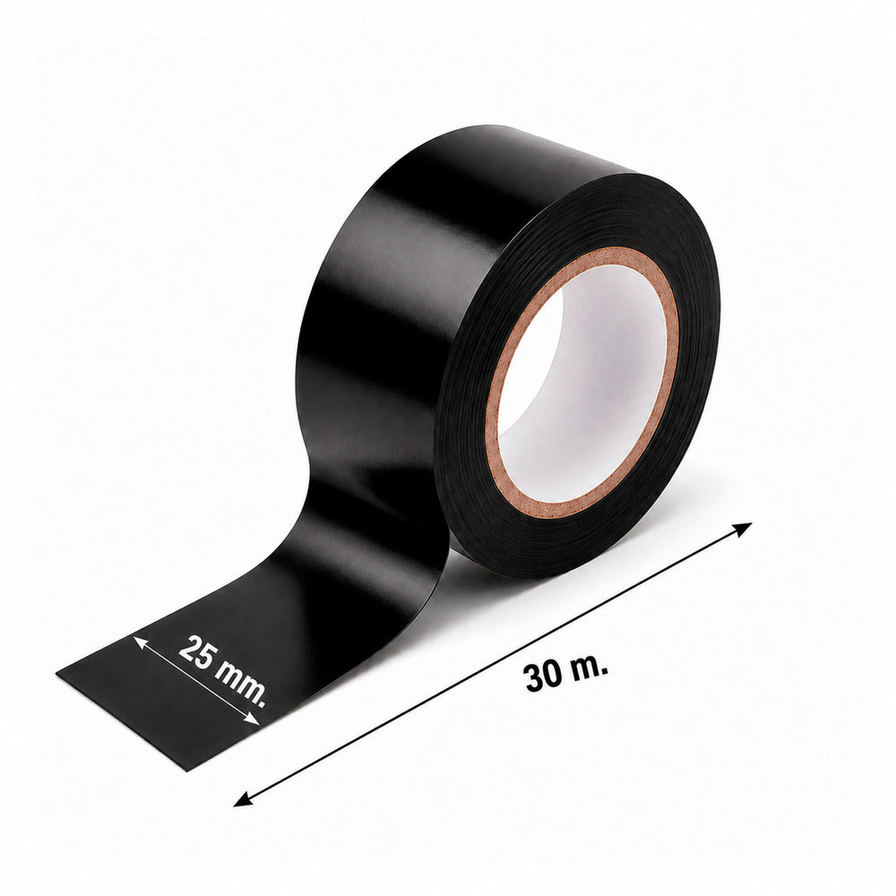 Cinta aislante 30 m. x 25 mm negra uso doméstico