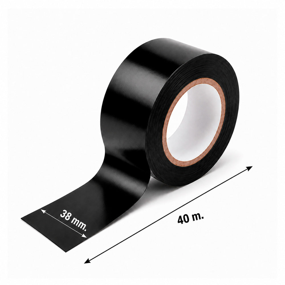 Cinta aislante 40 m. x 38 mm negra uso doméstico