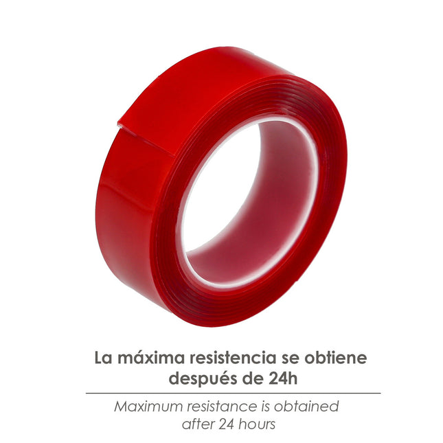 Cinta doble cara elástica transparente 1,5 m. x 19 mm