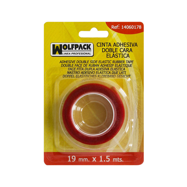 Cinta doble cara elástica transparente 1,5 m. x 19 mm