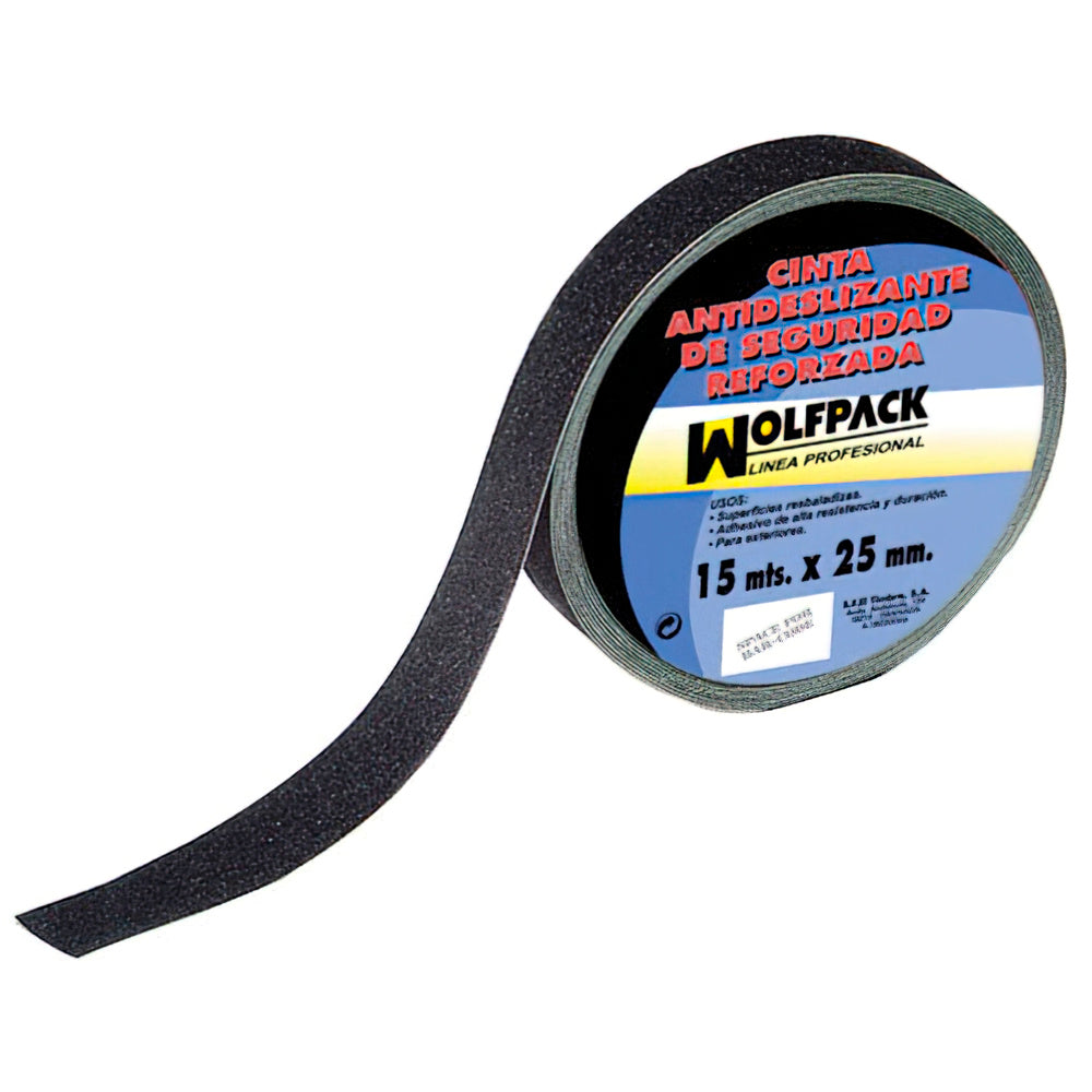 Cinta antideslizante negra 15 m. x 25 mm uso doméstico