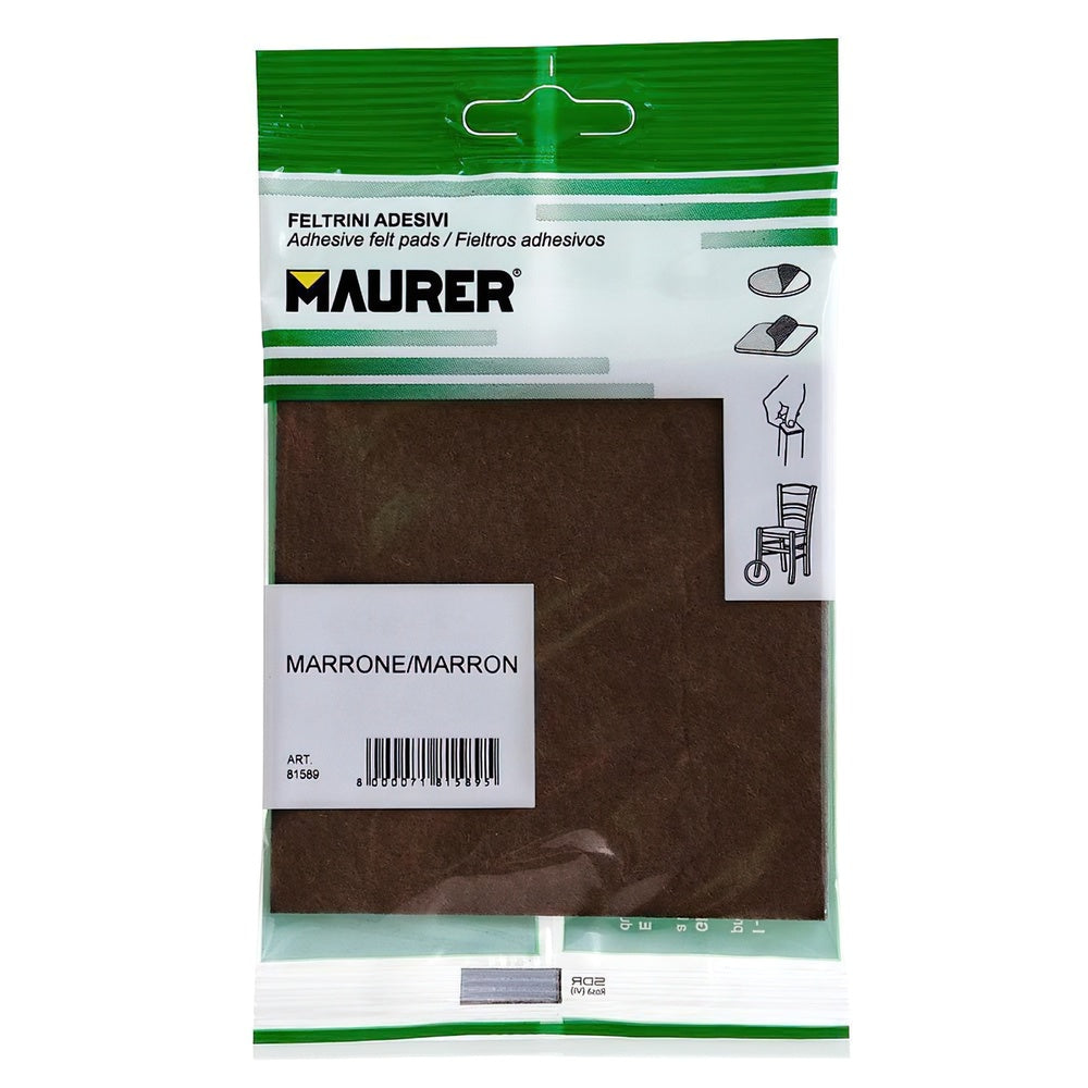 Self-adhesive felt 100 x 100 mm (1 piece blister pack) brown