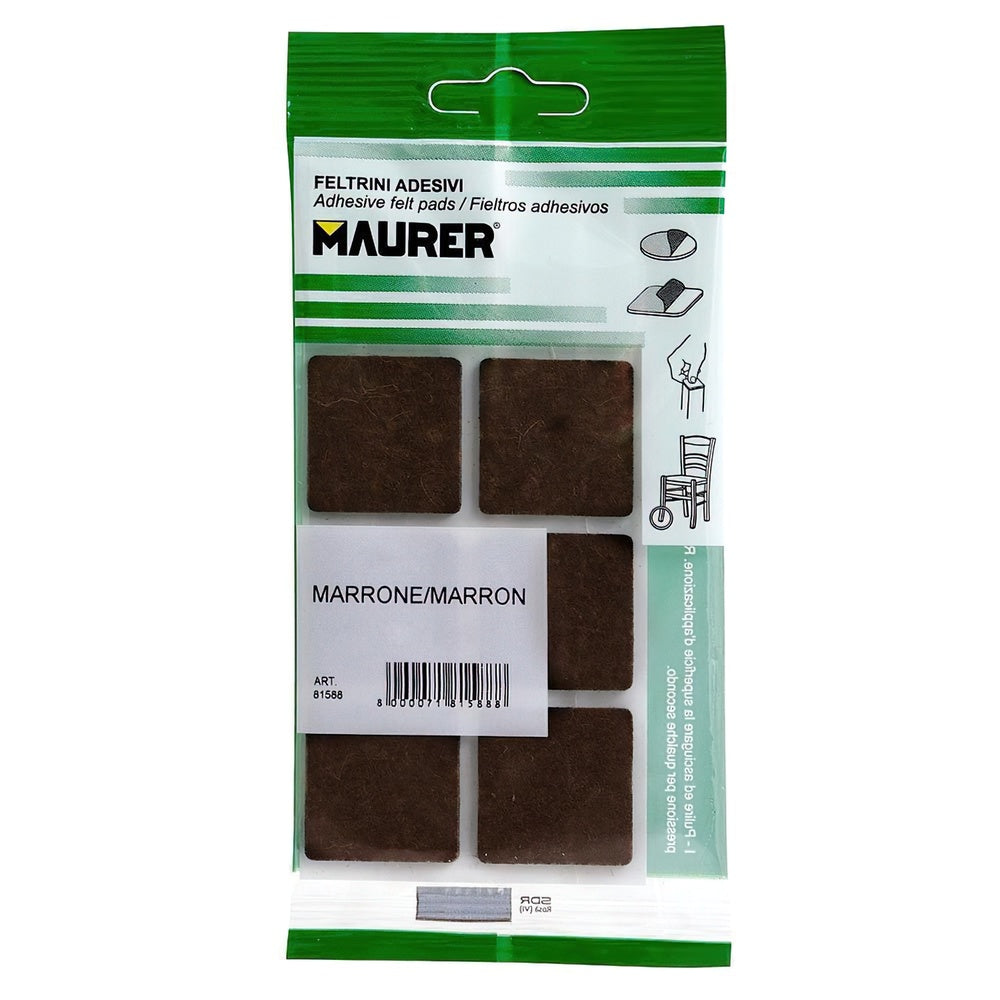 Self-adhesive felt 30 x 30 mm (blister 6 pieces) brown
