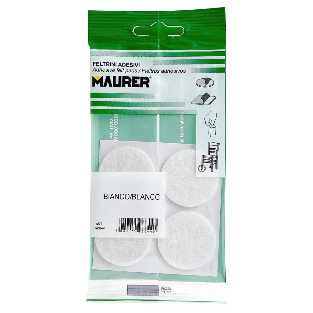 Self-adhesive felt pads ø35 mm (blister pack of 4 pieces) white