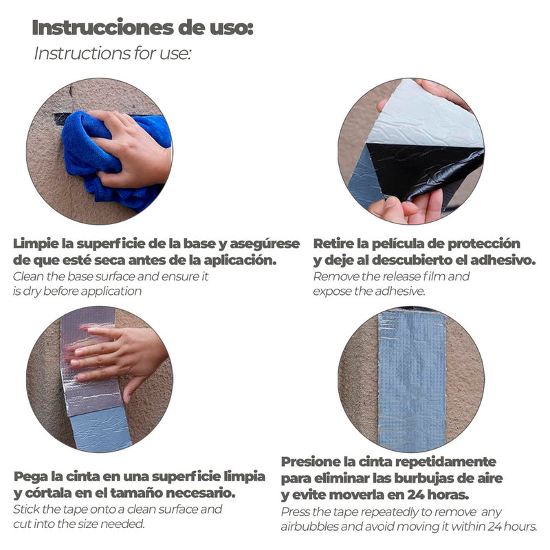 Cinta butilo-aluminio 100 mm. 5 metros