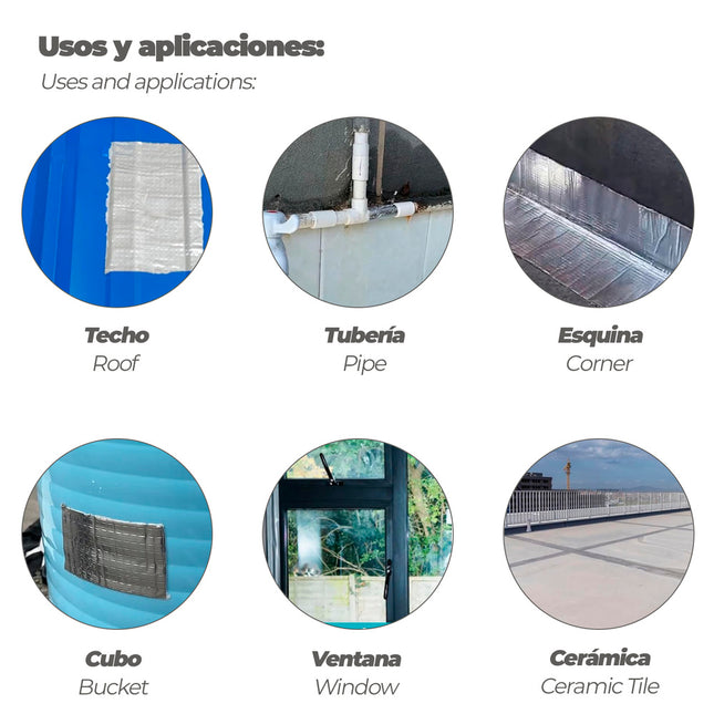 Cinta butilo-aluminio 100 mm. 5 metros