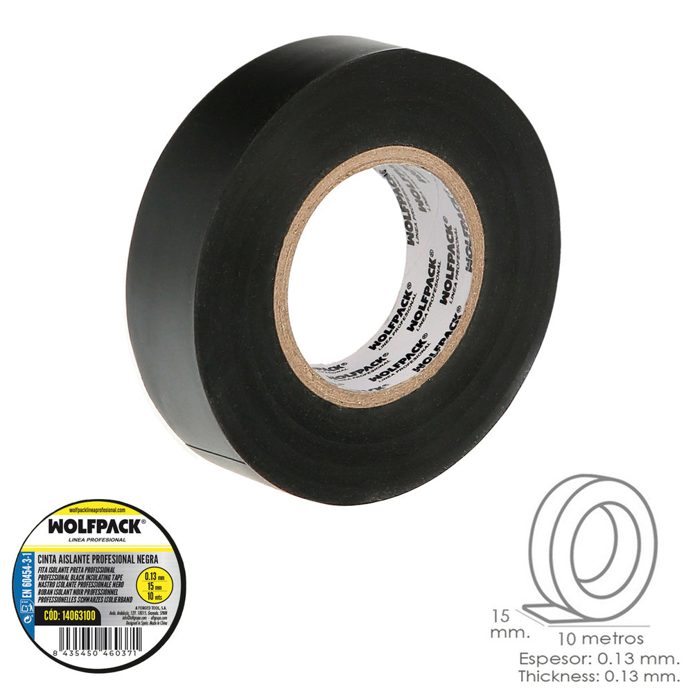 Professional black electrical tape thickness 0.13 mm width 15 mm roll 10 meters electrician tape, cable insulation tape