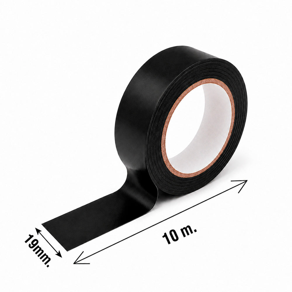 Cinta aislante 10 m. x 19 mm. Negra uso doméstico