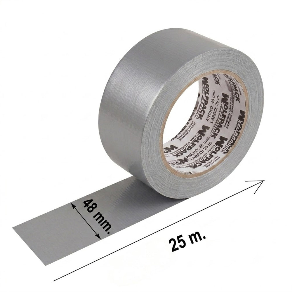 Cinta americana "muscle" gris 48 mm x 25 mertos. Super resistente, sellar, reparar, unir, fijar, sujetar, empaquetar.