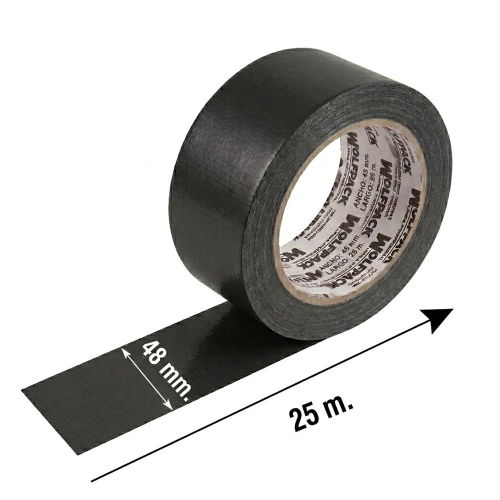 Cinta americana "muscle" color negro 48 mm x 25 mertos. Super resistente, sellar, reparar, unir, fijar, sujetar, empaquetar.