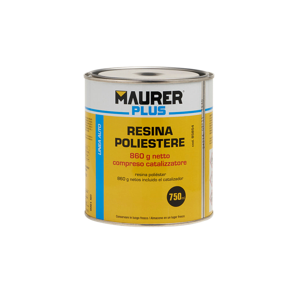 Kit reparación resina poliéster. 750 ml con endurecedor y 0,5m2 de fibra de vidrio