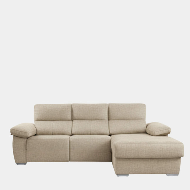 Sofá chaiselongue crudo 3 plazas con asientos motorizados
