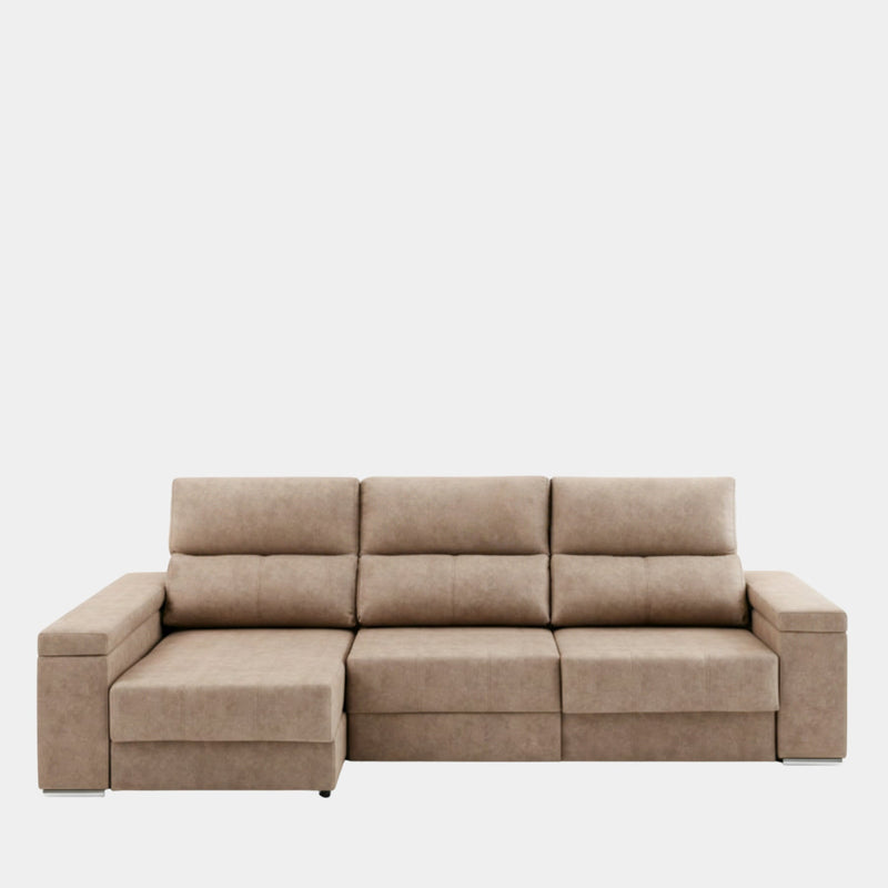 Sofá chaiselongue tapizado aterciopelado arena | salón