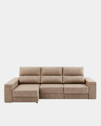 Sofá chaiselongue tapizado aterciopelado arena | salón