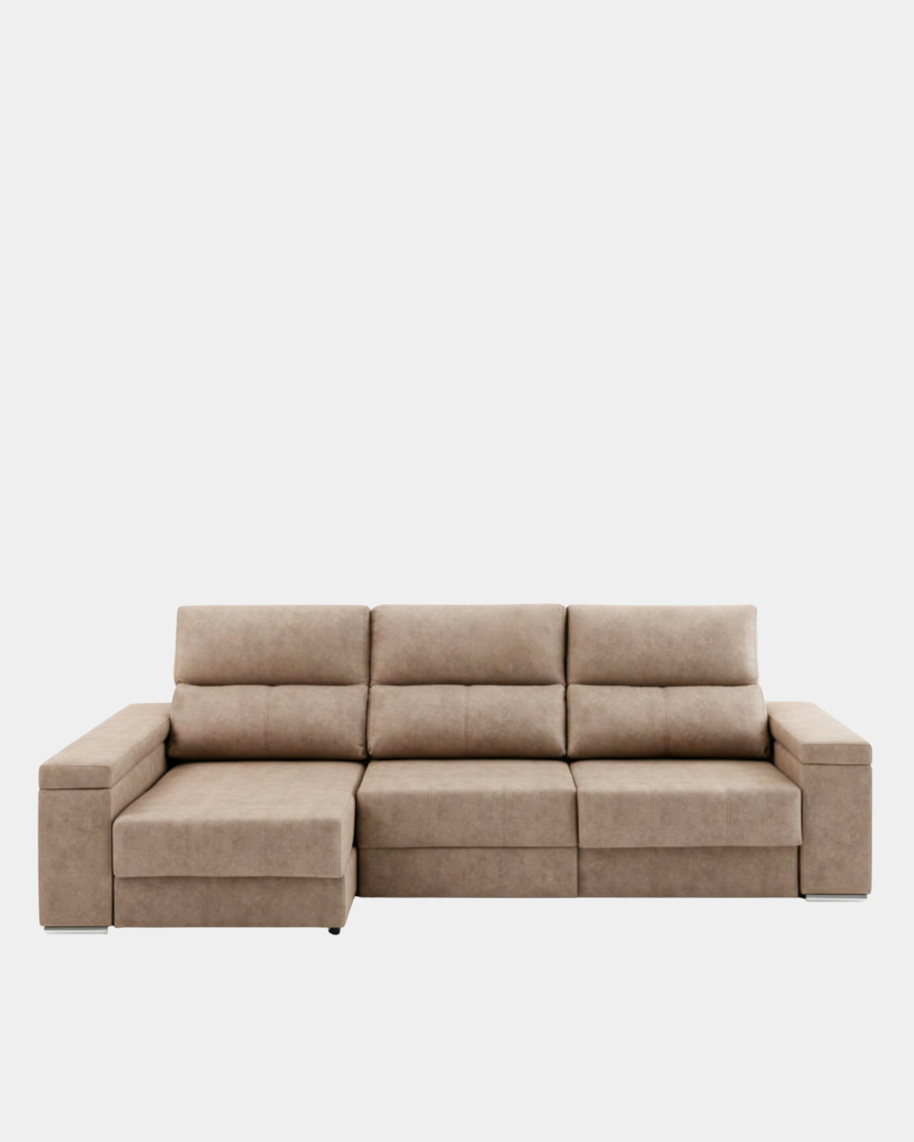 Sofá chaiselongue tapizado aterciopelado arena | salón