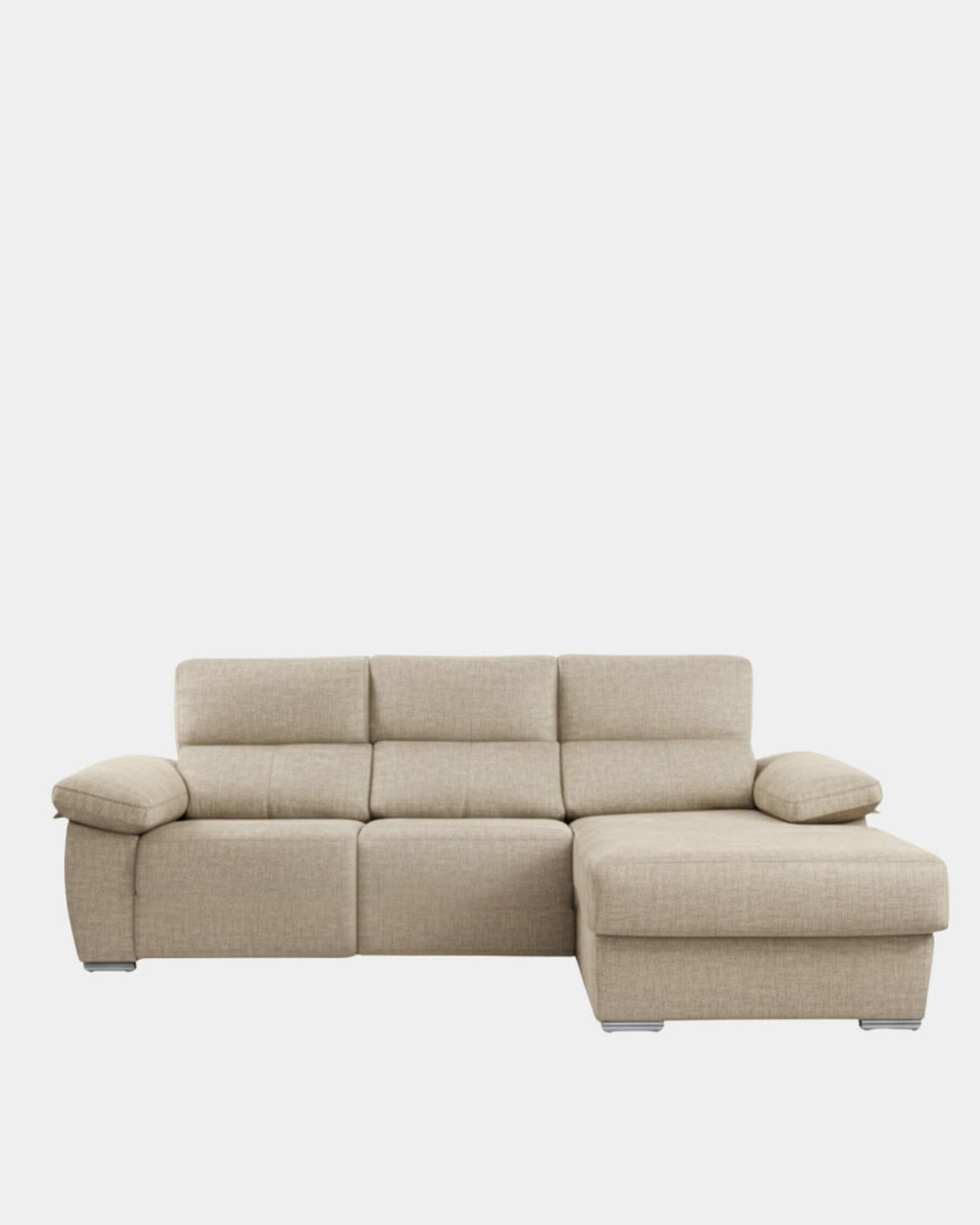Sofá chaiselongue crudo 3 plazas con asientos motorizados
